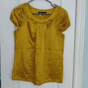 BCBGMAXAZRIA Yellow Silk and Cotton Top